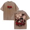 T-shirt Manga Chainsaw Man Puissance Gothique Y2k Vintage Lavé T-shirt Hommes Femmes Vêtements Mode Surdimensionné 100% Coton T-shirts Hauts