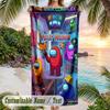Among Us Beach Towel, Personalized Custom Text, Quick Dry Soft Large Towel For Swimming Pool Travel
