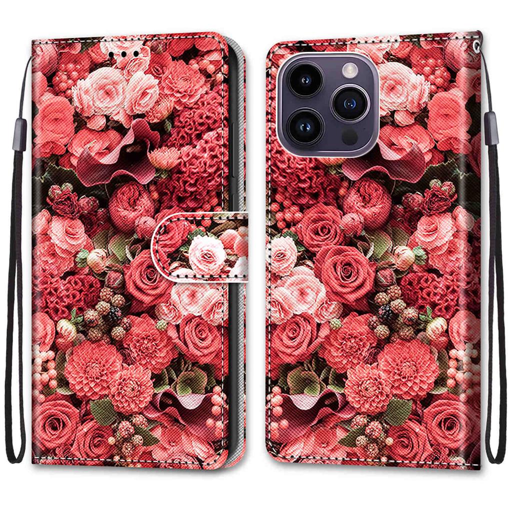 Luxury Painted Leather Case Wallet Book Style Protective Cover for iPhone 16 15 14 13 12 11 Pro MAX 16Pro 15Pro 14Pro 16Plus 15Plus 12mini SE4 (2025)