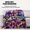 K-POP Demon Hunters Flannel Blanket Soft Warm Throw Character Collage Pattern Sofa Bed Cover Travel Camping Nap Cape Fans Gift