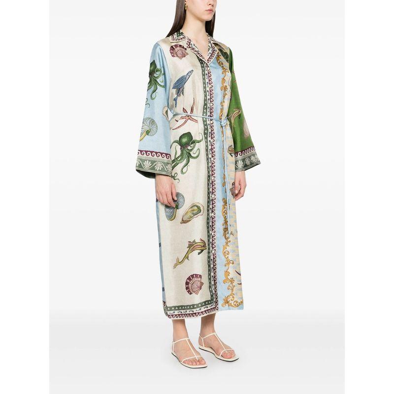 Printed Shirt Dress Fashion Wind New Fashion Casual Loose Print Lace-up Long Sleeve Dress