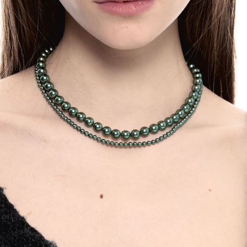 SENTIMENTS ESSENTIAL no.3 GREEN PEARL necklace 925 SILVER