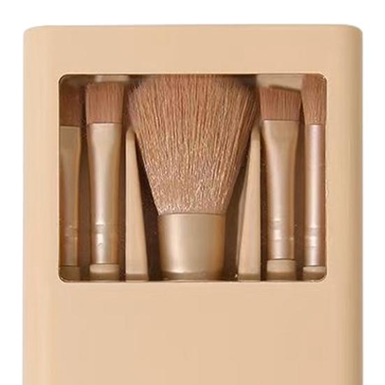 5Pcs/Set Women Makeup Brush Kit with Mirror Storage Box Professional Synthetic Eye Shadow Blush Foundations Concealer Blending Cosmetic Brush