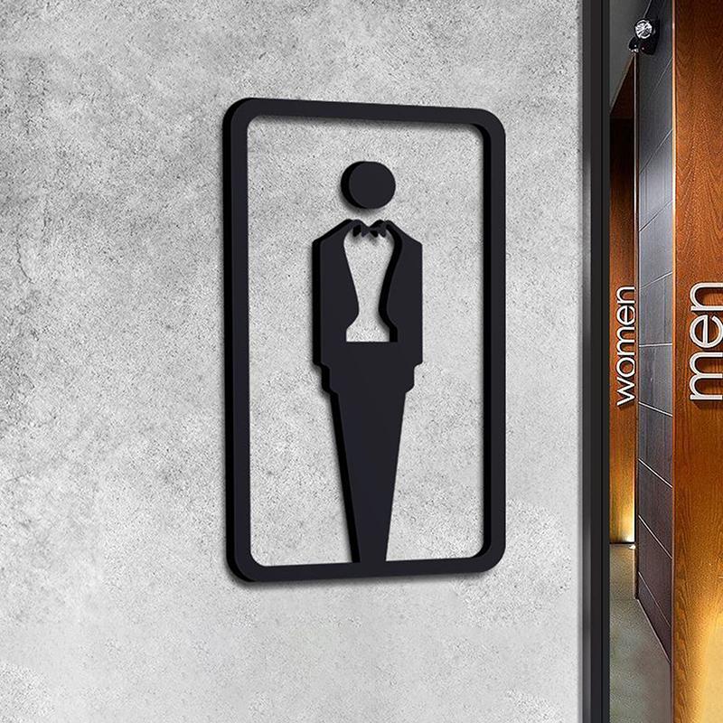 

Акриловая простая 3D женская мужская туалетная табличка для туалета настенная этикетка наклейка для торгового центра декор туалета 02