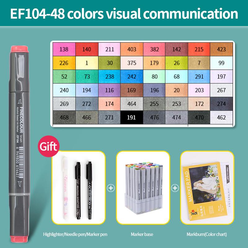 EF104 Double-Head Alcohol Marker Pens Sketch Design Marker Brush Pen Beginner Manga Graphic Drawing Art Supplies