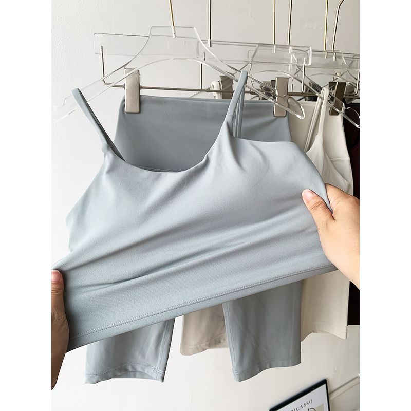 Lu Same Sports Vest Female Outwear Semi-Fixed One-Piece Cup Bubble Wrap Push up Sports Bra Workout Yoga Vest