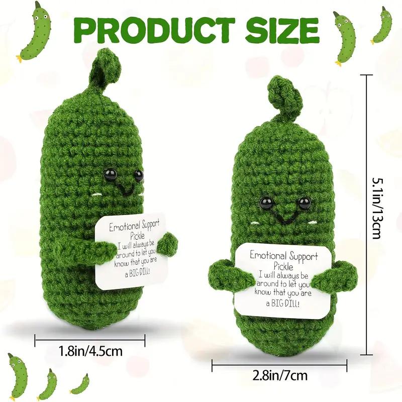 Emotional Support Pickles Handmade Mini Funny Cucumber Gift Cute Handwoven Ornaments Crochet Knitting Doll Christmas Gift