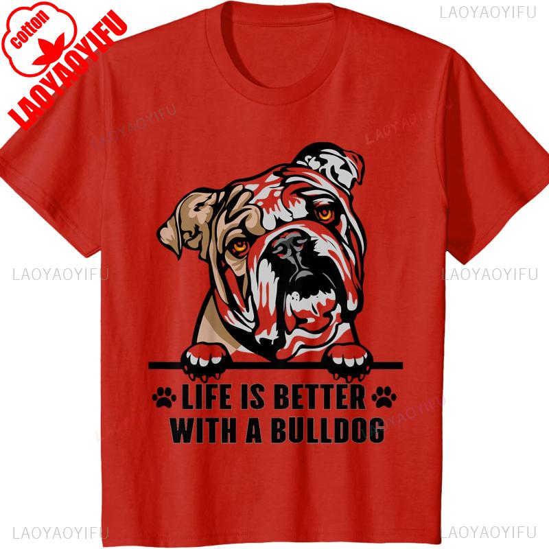 Bulldog Dad Funny English Bulldog Lover Gift TShirt Harajuku Shirts for Clothing Graphic T Shirts Aesthetic Clothes Tops Unisex