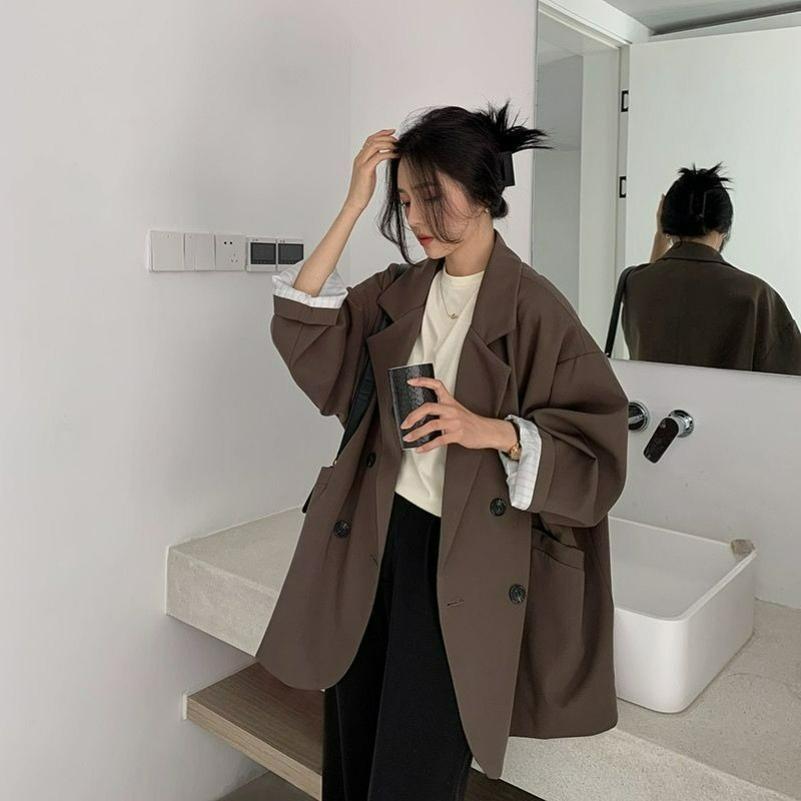 Giacca da abito corta da donna per primavera e autunno, casual, versatile, ampia, tendenza moda, giacca da abito corta
