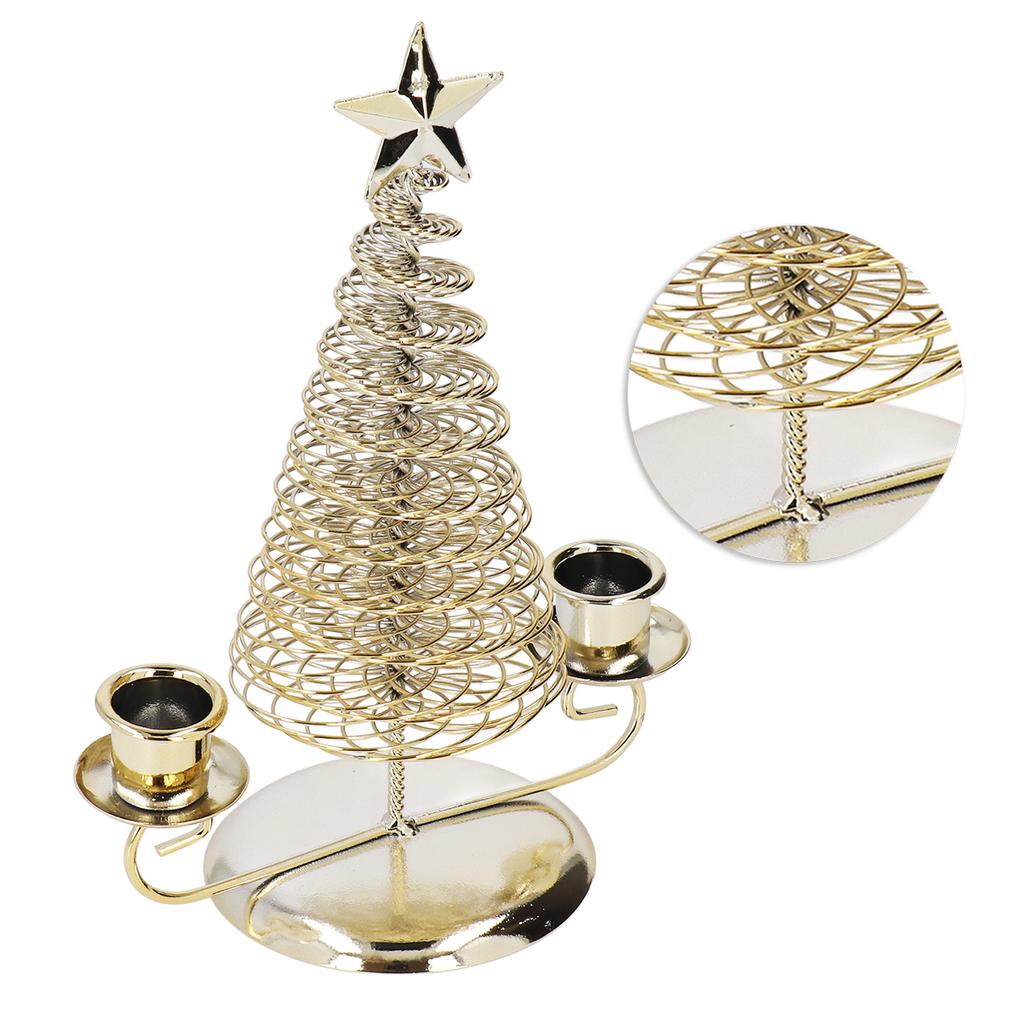 Candlestick Ornaments European Metal Christmas Tree Shape Wax Candle Holder Home Decoration Double