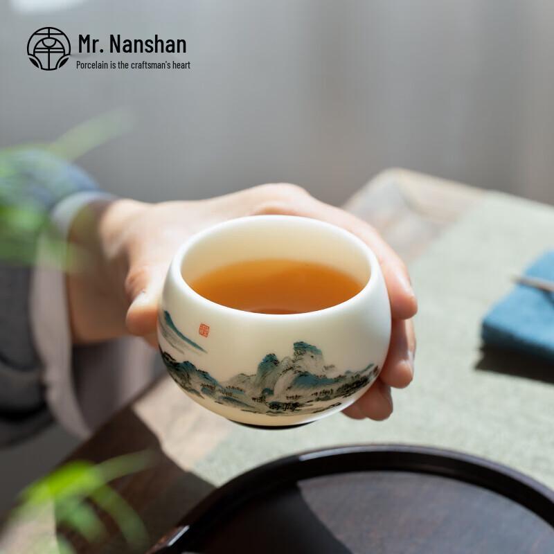 Mr. Nanshan Gilded Ceramic Master Tea Cup - Thousand Li Landscape
