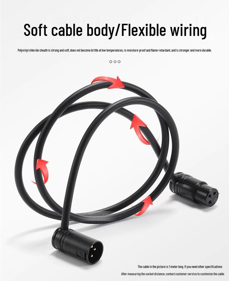 AVSSZ FX3 Gold-Plated XLR L-Shaped Microphone Cable, Short Male to Female Audio Connector