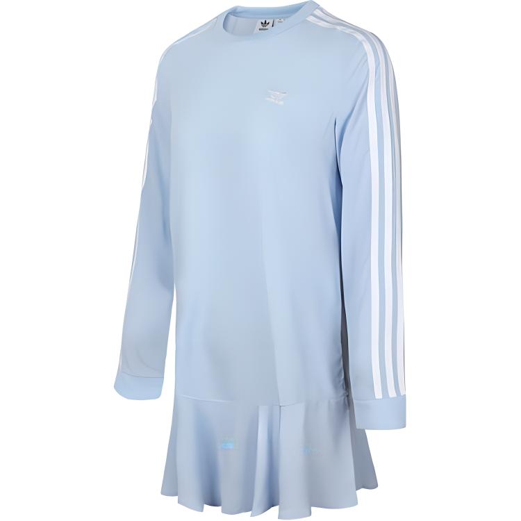 adidas Originals Simple Casual Versatile Long Sleeve Dress Women Dresses Blue DV0855
