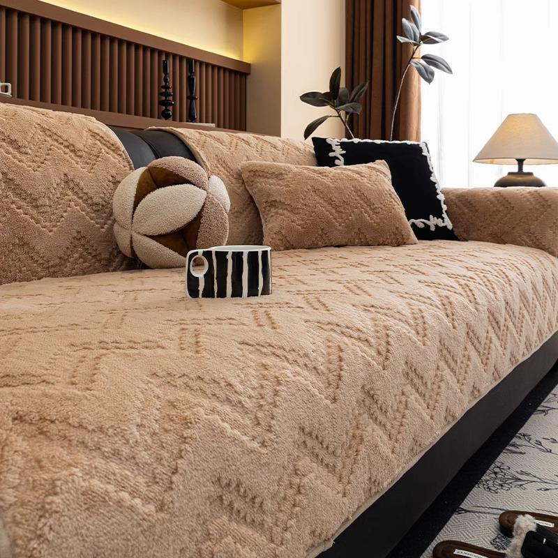 Shu Cotton Lint Sofa Cushion Cross-Border Special For Autumn And Winter, Thickened Seat Cushion, Non-Slip And Dirt-Resistant Plush Sofa Cover Cover