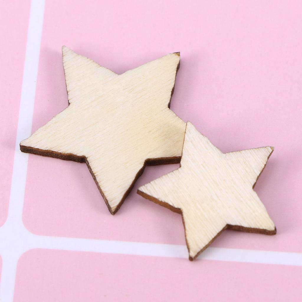 100Pcs Natural Wood Pentagram Wooden Pieces Smooth Surface Mixed Size 10Mm 12Mm 15Mm 20Mm DIY Craft Embellishments Wedding