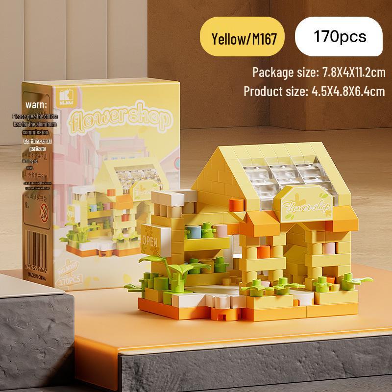 LEGO-Compatible Mini Street View Fairy Tale Sunflower House Micro Building Blocks for Kids