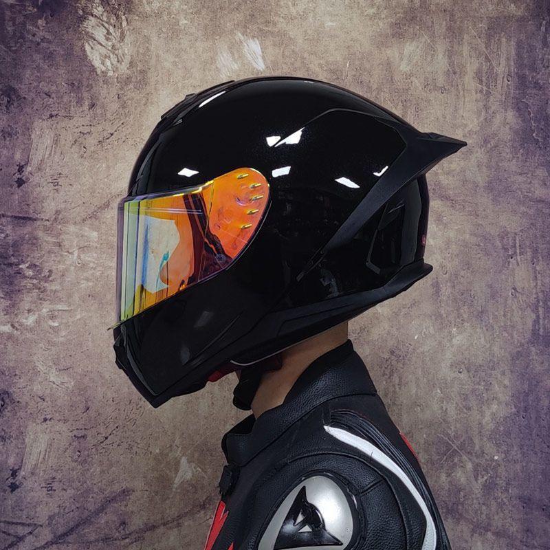 Certified Men's Bluetooth Full-Face Motorcycle Helmet with Trendy Horns for All Seasons.