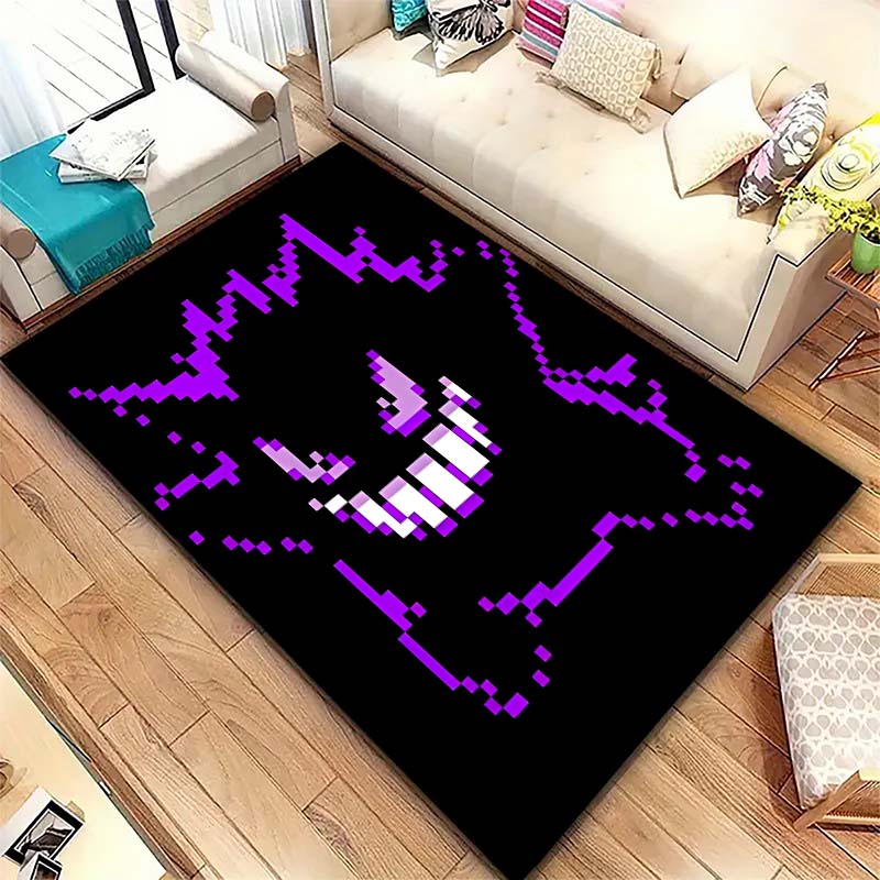 Gengar Printed Area Rug Cartoon Ghost Pattern Non-Slip Floor Mat Soft Carpet for Bedroom Living Room Decor