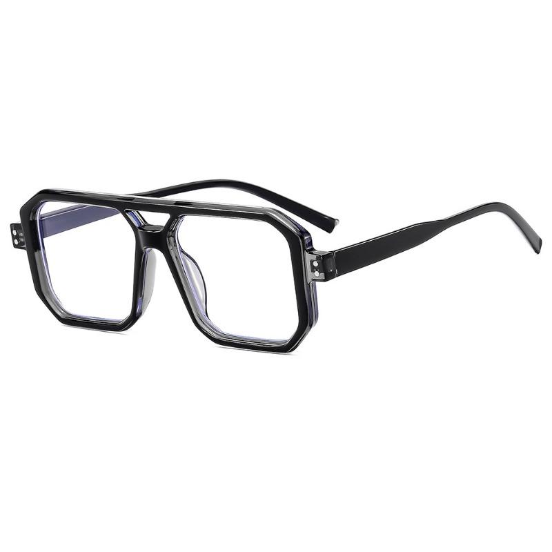 

Trendy Double Beam Anti Blue Light Large Frame Glasses Frame Rice Nail Glasses Unisex Universal Retro Glasses Frames Anti Blue Light