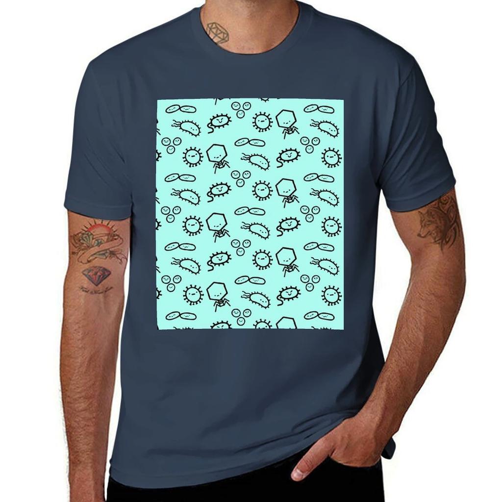 Kawaii Microbes Bacteria And Viruses Tshirt Casual Soft Cotton Short Sleeve Tee
