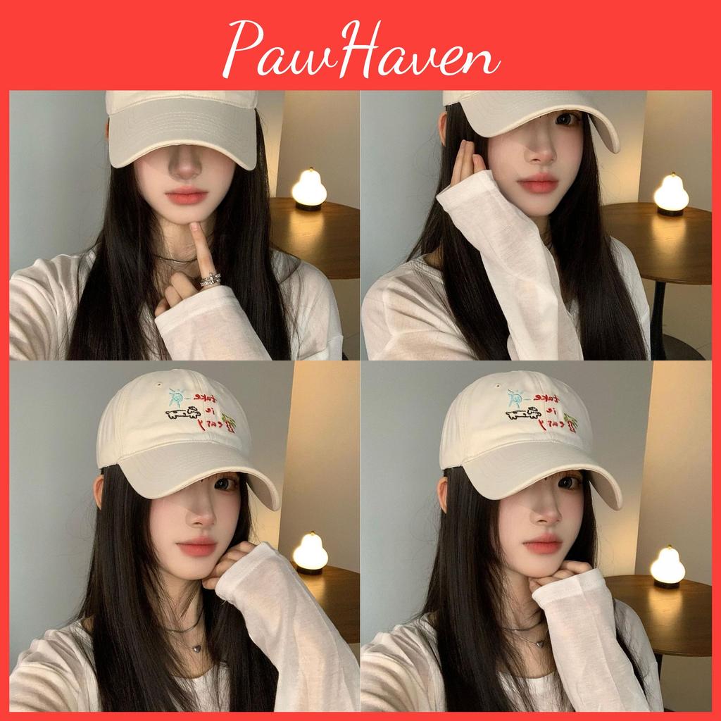 Cap Baseball Sun Protection Hat Coconut Tree Dog Embroidery Visor Design Unisex