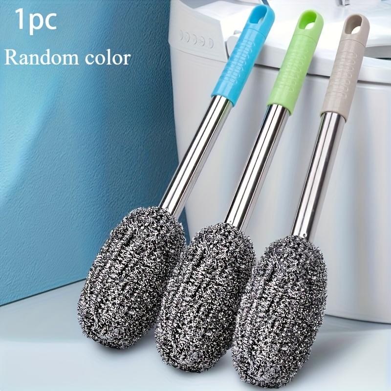 Stainless Steel Brush with Extended Handle - Durable, Non-Toxic| Essential for Thorough Cleaning of Toilets and Kitchens | Ergonomic Grip