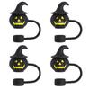 4/1Pcs Halloween Cute Ghost Straw Covers Cap Silicone Reusable Drinking Straw Topper Funny Accessories Perfect Halloween Gifts
