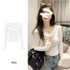Women's Off-Shoulder Long Sleeve Swing Collar T-Shirt - Slim Fit, Elastic Base Layer for Spring/Summer