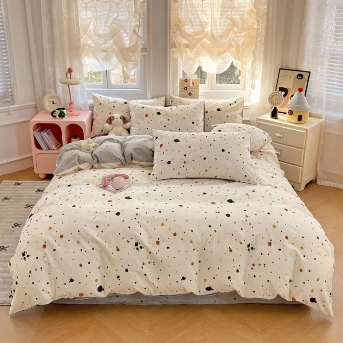 2025 New Spring and Summer Quilt Cover Three-piece Skin-friendly Grinding 13070 High-count Cotton Four-piece Bedding