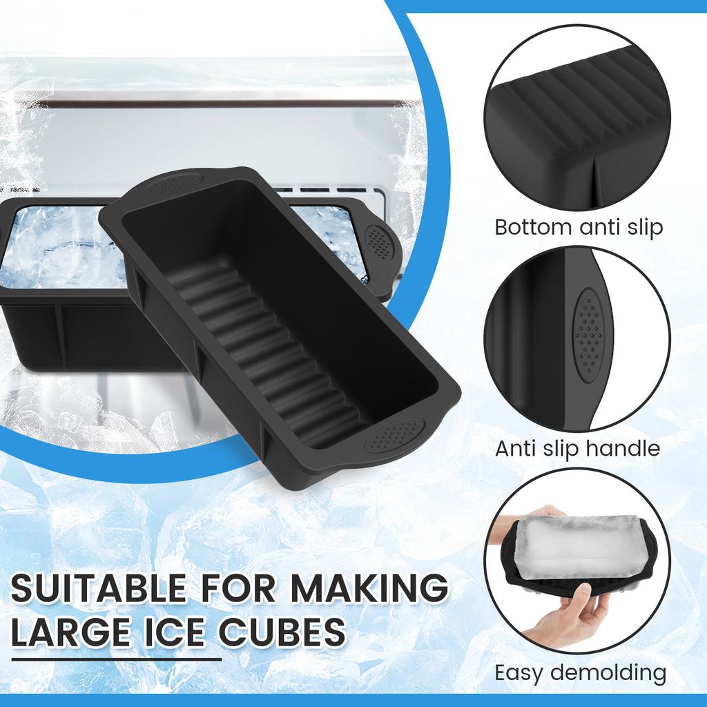 2Pcs Ice Cube Mold Silicone Ice Cube Maker Anti Slip Ice Cube Tray Large Size Ice Mold Easy Release Ice Cube Mold Ice Cube Tray