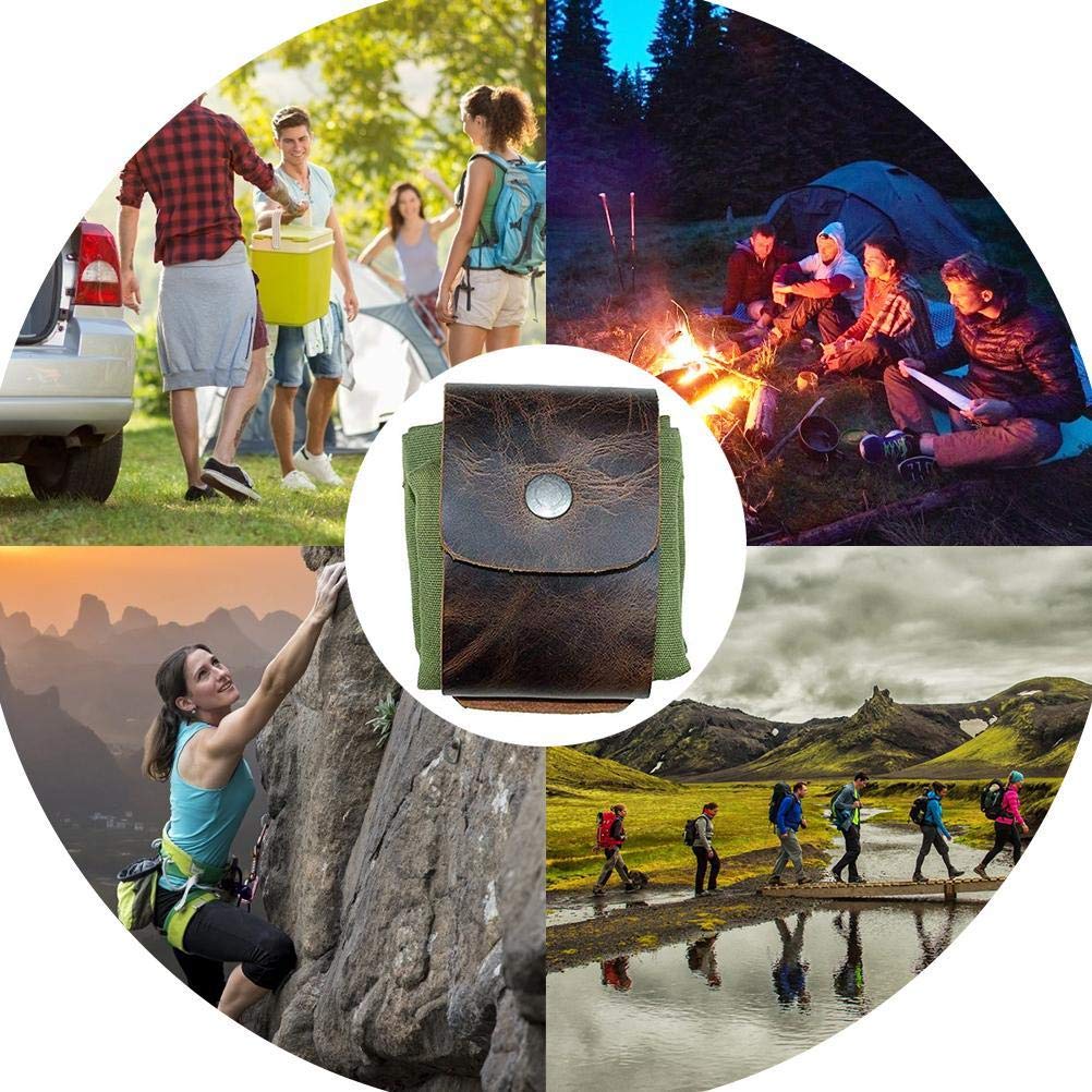 J-ouuo Leinwand-Sammelbeutel, Outdoor-Sammelbeutel, Leder & Leinwand, Bushcraft (Grün)