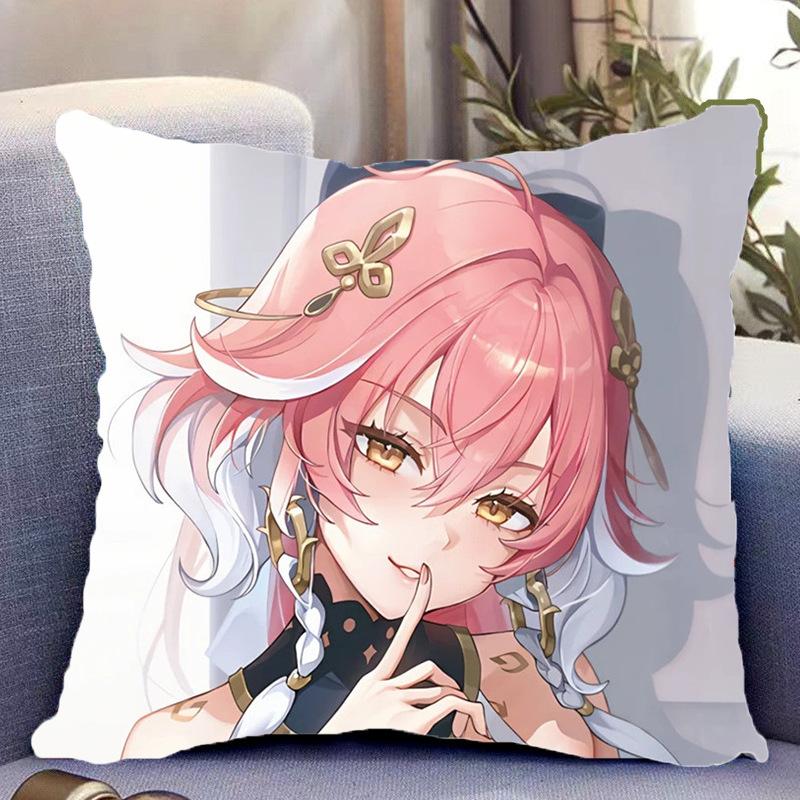 

Changli Двусторонняя подушка Игра Mingchao Периферийные фотографии с наполнителем Подушка-подушка Подарок на день рождения flannel 45x45cm double-sided [without pillow core]