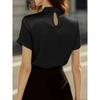 2026 Women's Popular Summer Solid Color Satin Short-Sleeve Top Commuting Shirt
