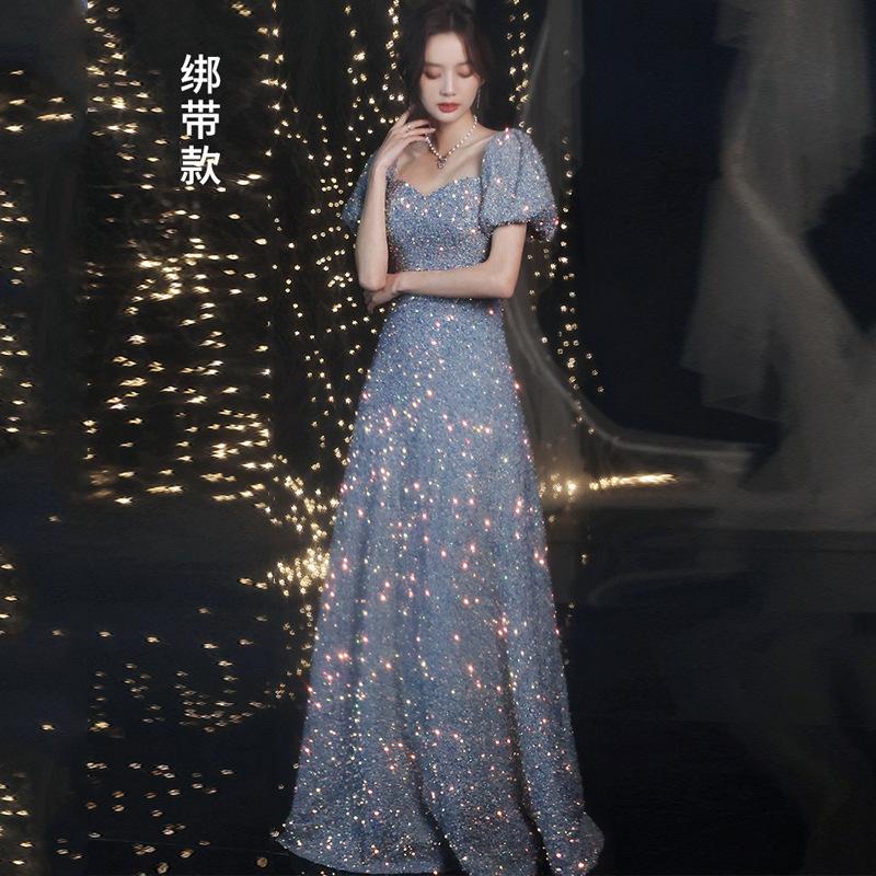 Annual Meeting Dress 1011 Summer New Sequined Evening Dress Niche Celebrity Annual Meeting Host Performance Dress Bridal Respect