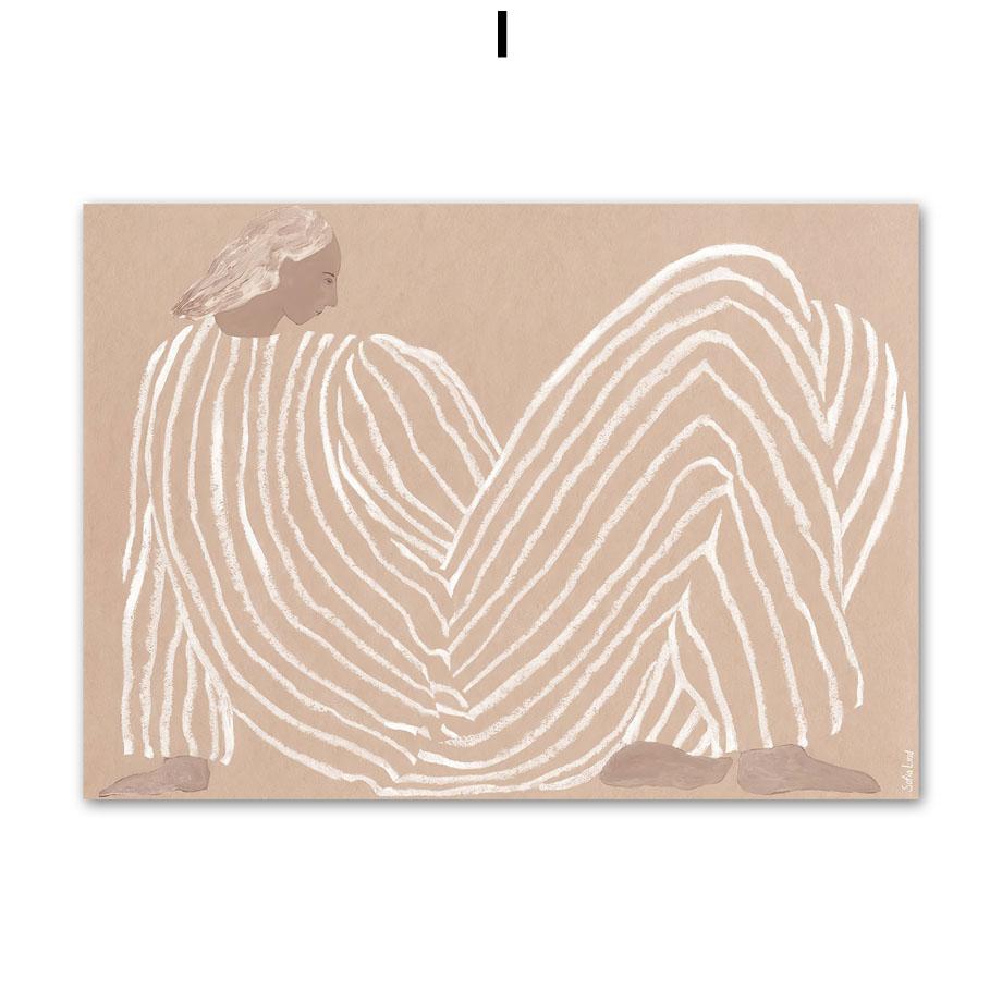 Coastal Flower Chalet Hat Girl Abstract Nordic Posters And Prints Wall Art Canvas Painting Wall Pictures For Living Room Decor