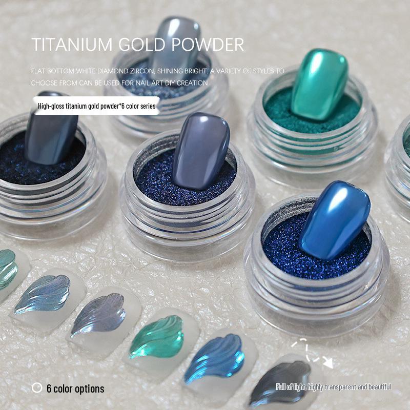 High-Gloss Titanium Gold Mirror Nail Art Powder - Ocean Star Glitter