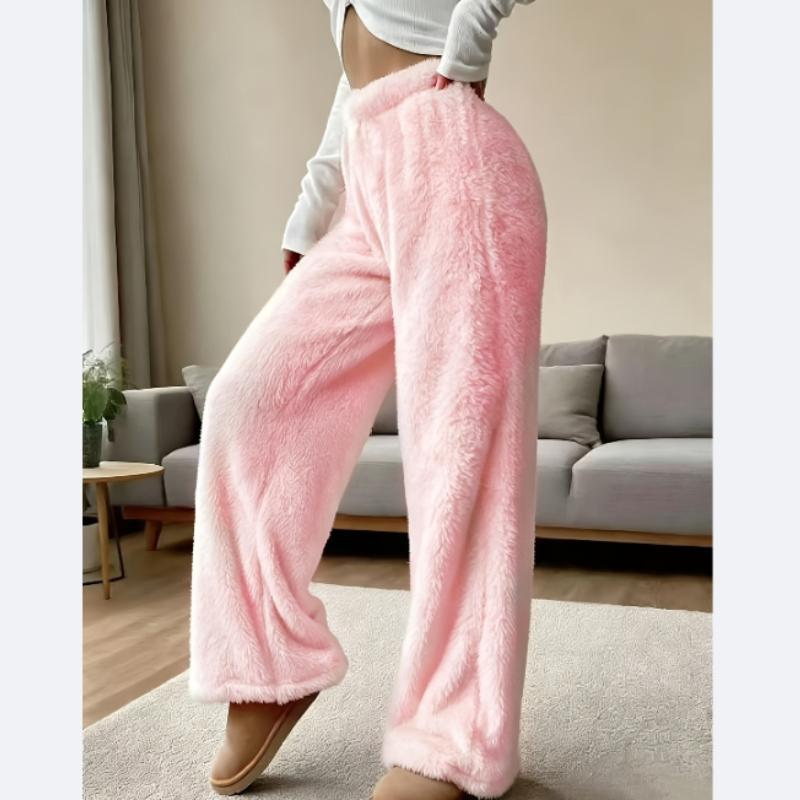 Women'S Autumn Winter Outerwear Warm Trousers, Double-Faced Plush Wide-Leg Pants, Soft And Non-Scratchy, Comfortable And Skin-Friendly
