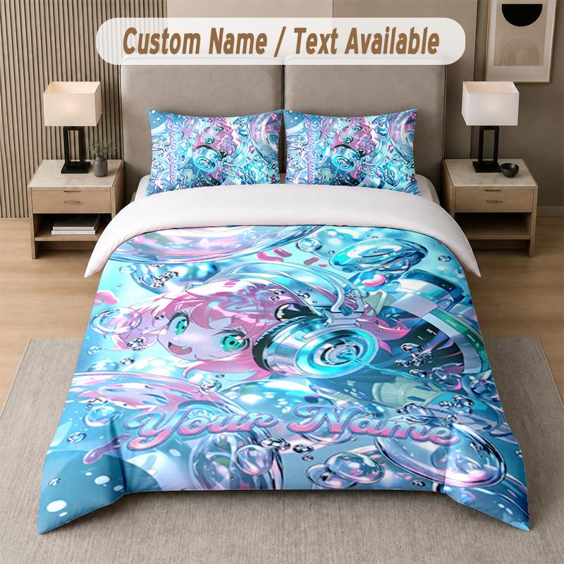 Spy × Family 3Pcs Bedding Set, Personalized Custom Name Text, 1 Duvet Cover & 2 Pillowcases For Bedroom