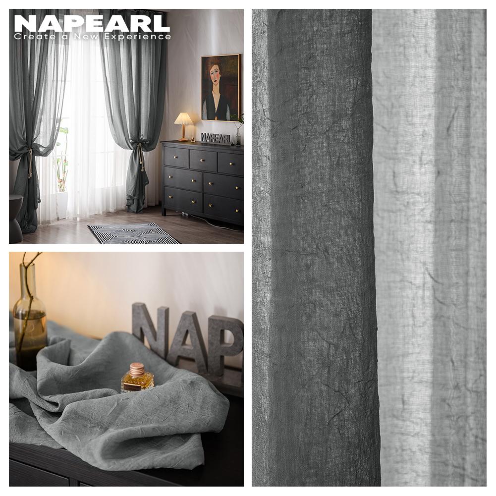 1PC NAPEARL Modern Elegant Sheer Curtain Pleated Fabric Upgrade Window Tulle Curtain for Living Room Bedroom Home Decor