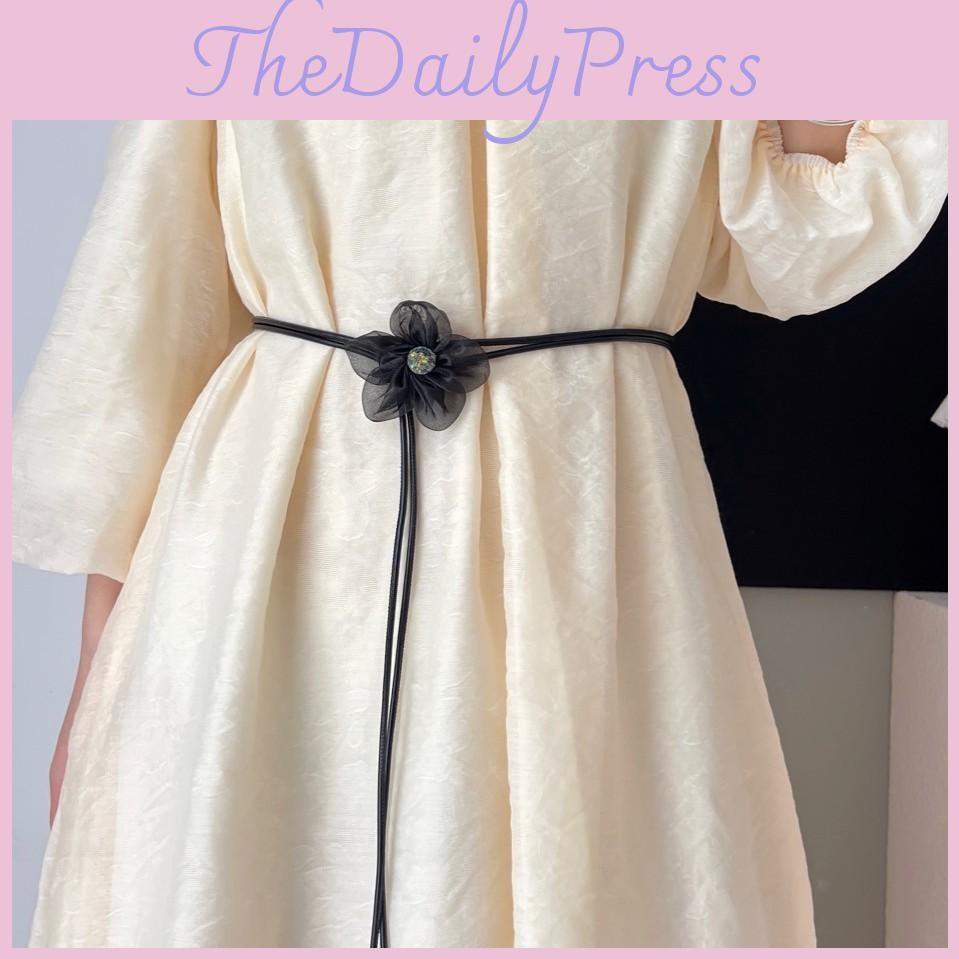 Thin Flower Fabric Waist Belt Women Decorative Dress Sub Accessory Rope Soft