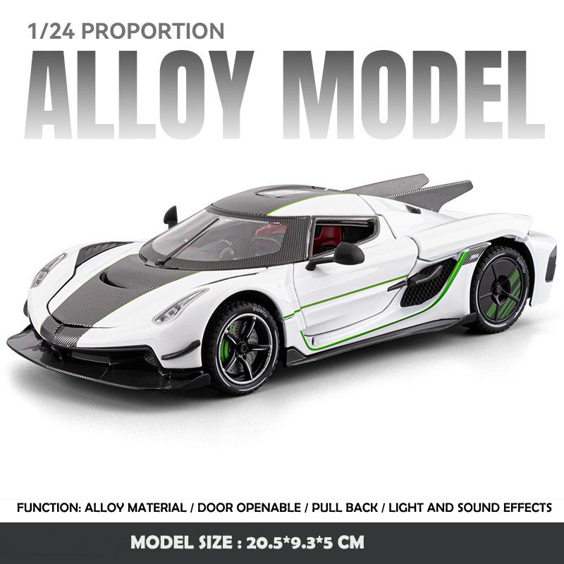 1/24 Koenigsegg Jesko Super Sports Car Alloy Car Model Ornaments for Children Boys Toys Pullback Light Simulation Model Diecast Toy Vehicle
