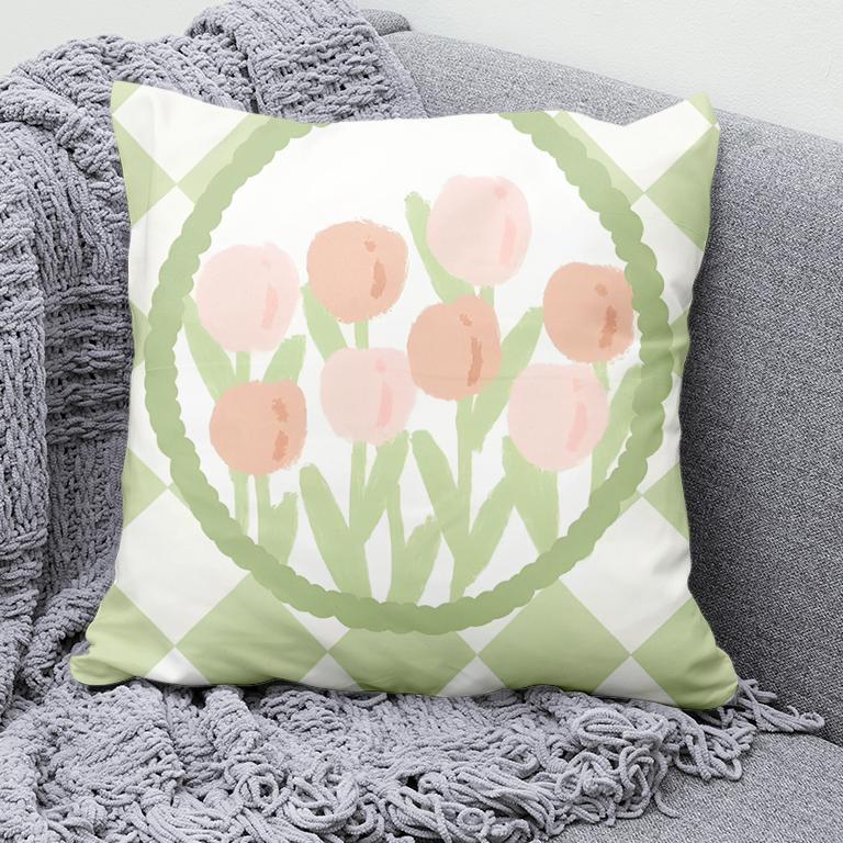 Green Ins Style Fresh Pattern Decorative Pillowcase Living Room Bedroom Square Cushion Pillowcase