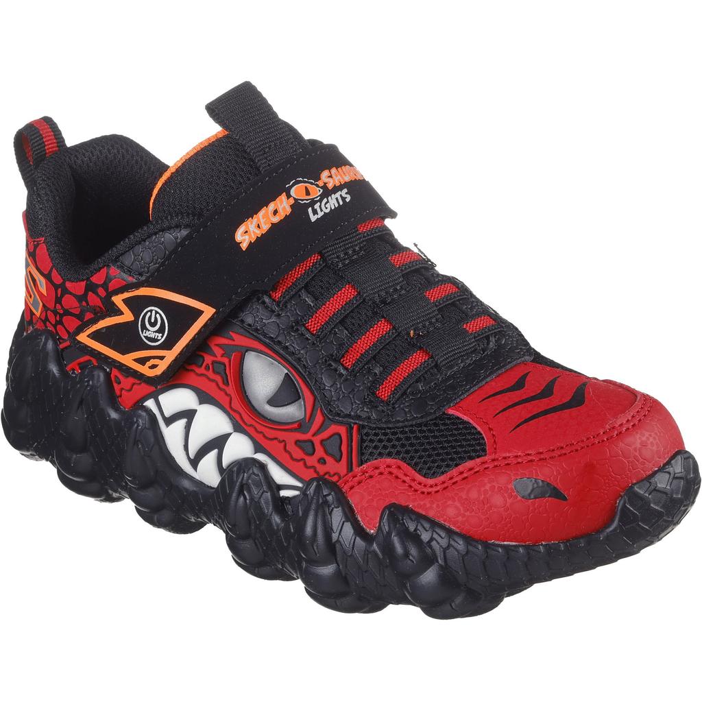Skechers Scarpe Casual Basse da Ragazzo O-Saurus - Rapid-Dino in Rete, Atletiche, Comode, Antiscivolo, Resistenti, Sneaker per Bambini, Rosso 400119L-RDBK