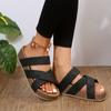 Fashion New Summer Women Sandals Sexy Open Toe Broad Band Crossover Slip-On Thick Platform Shoes Casual Flat Slippers Platform Sandals