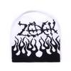 Flame Street Style Pattern Neutral Casual Knitted Hat For Fall And Winter