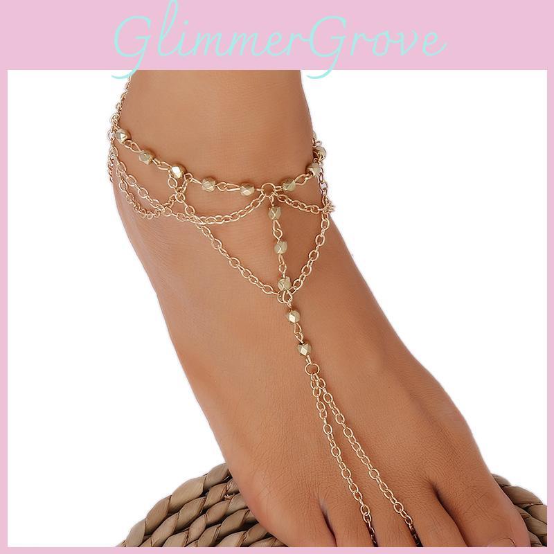 Minimalist Alloy Foot Anklet Chain Foot Jewelry With Flowing Tassels Women For