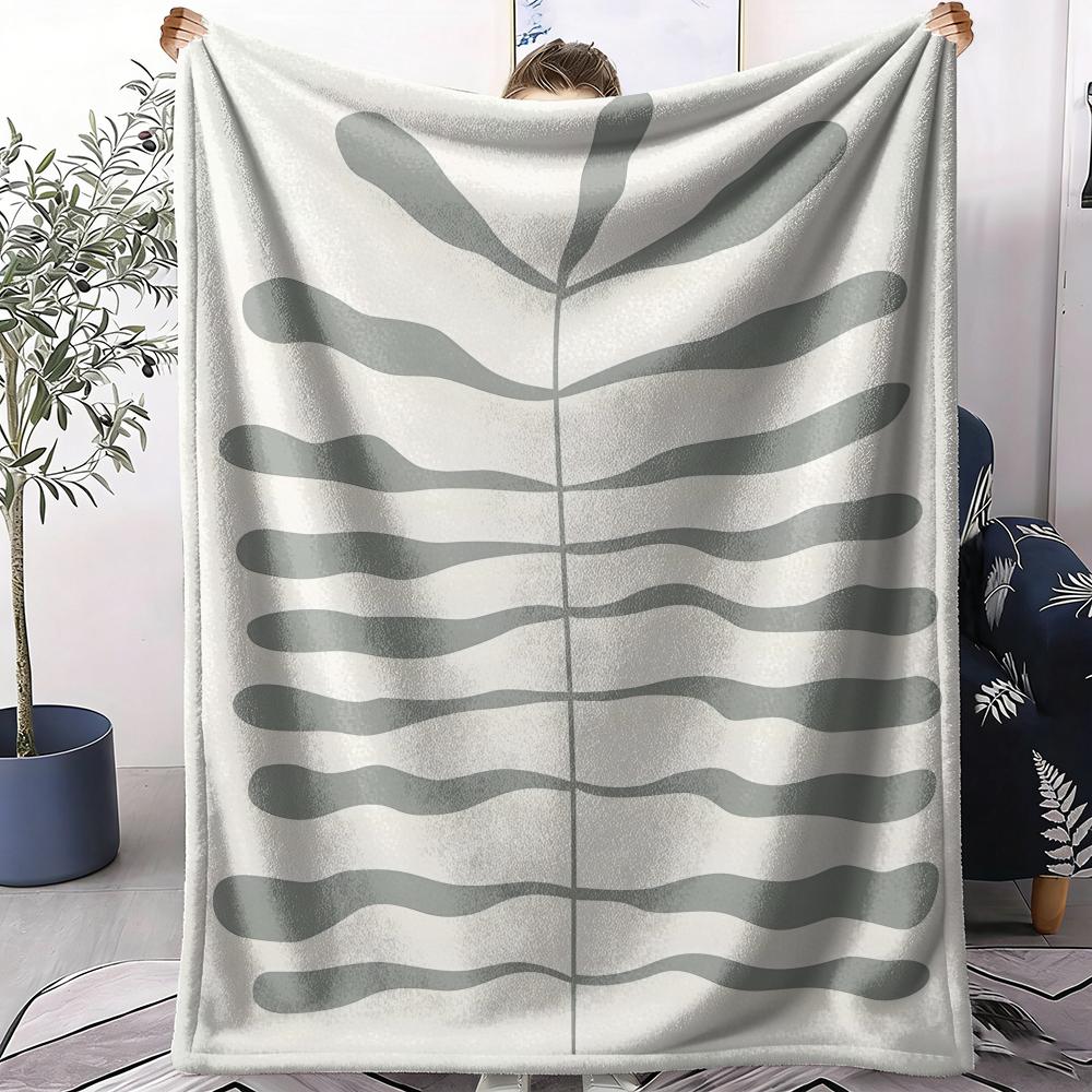 Black Abstract Plant Throw Soft Flannel AC Blanket Lightweight Summer Nap Throw Cozy Blanket for Sofa Bed Travel Home