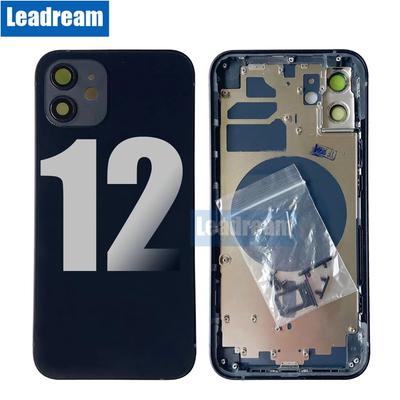 Back Housing Glass Cover For iPhone 12 Pro Max 12 Mini with Chassis Frame + SIM Tray + Side Key Parts