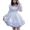 Ein Prinzessinnenkleid mit Puffärmeln für Damen und ein Spitzenkleid, das die Brust zeigt