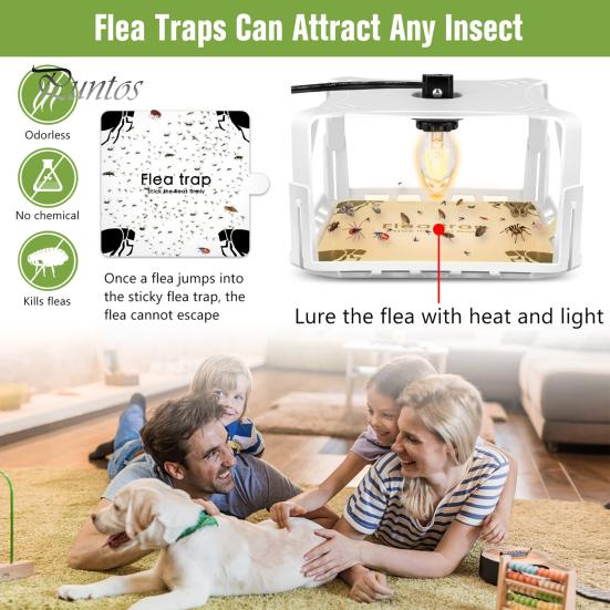 Indoor Flea Trap Retractable Energy Saving Kid-friendly High Brightness Simple Installation Pet Control No-Radiation Indoor Sticky Flea Trap with LED
